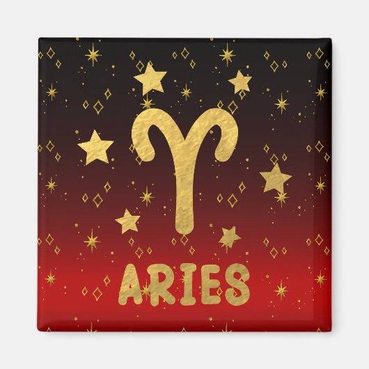 Aries Zodiac Red and Gold Magnet (Vorne)