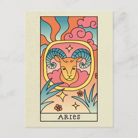 Aries Zodiac Sign Abstrakte Art Vintage Postkarte (Vorderseite)