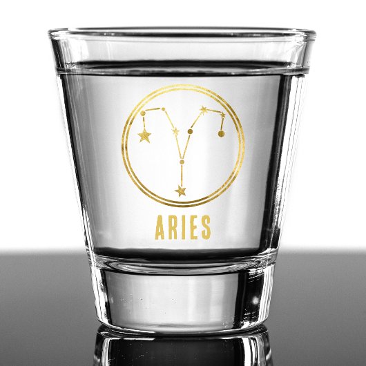 Aries Zodiac Sign Astrologie Horoskop Gold Schnapsglas