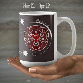 Aries Zodiac Sign Astrologie Mandala Red Gray Whit Kaffeetasse