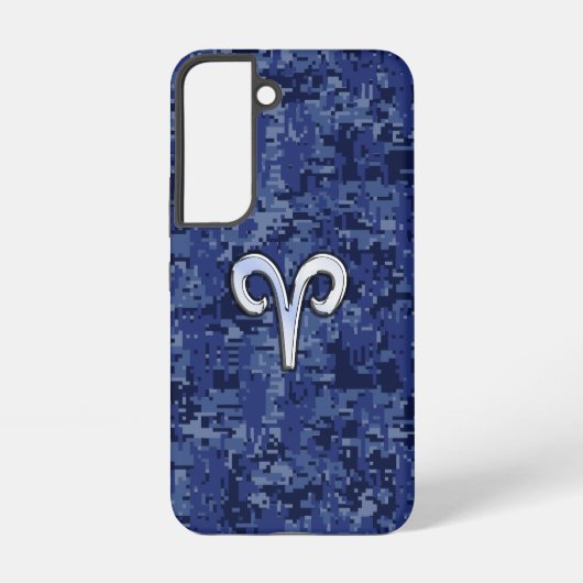Aries Zodiac Sign auf Navy Blue Camouflage Samsung Galaxy Hülle (Rückseite)
