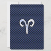 Aries Zodiac Sign auf Navy Blue Carbon Fibre Print (Vorderseite)