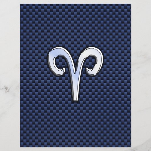 Aries Zodiac Sign auf Navy Blue Carbon Fibre Print Flyer (Vorne)