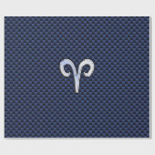 Aries Zodiac Sign auf Navy Blue Carbon Fibre Print Geschenkpapier (Flach)
