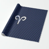 Aries Zodiac Sign auf Navy Blue Carbon Fibre Print Geschenkpapier (Ungerollt)