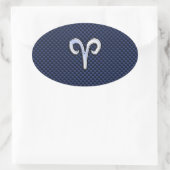 Aries Zodiac Sign auf Navy Blue Carbon Fibre Print Ovaler Aufkleber (Tasche)