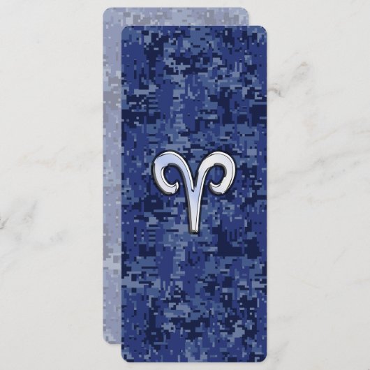 Aries Zodiac Sign auf Navy Blue Digital Camouflage (Vorne/Hinten)