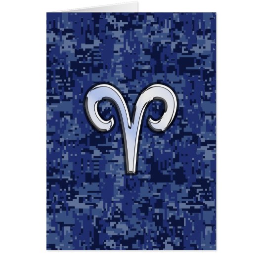 Aries Zodiac Sign auf Navy Blue Digital Camouflage (Vorne)