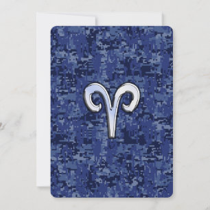 Aries Zodiac Sign auf Navy Blue Digital Camouflage