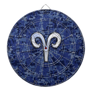 Aries Zodiac Sign auf Navy Blue Digital Camouflage Dartscheibe