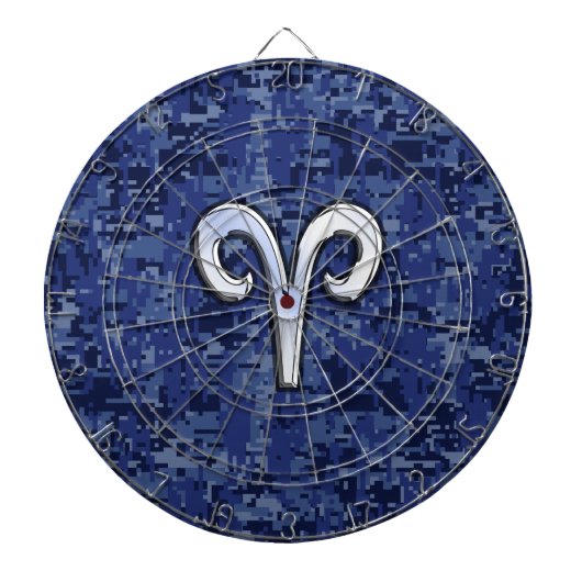 Aries Zodiac Sign auf Navy Blue Digital Camouflage Dartscheibe (vorne)