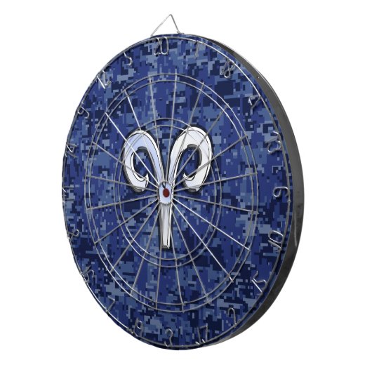 Aries Zodiac Sign auf Navy Blue Digital Camouflage Dartscheibe (Vorderseite rechts)