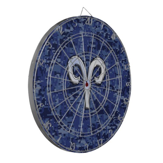 Aries Zodiac Sign auf Navy Blue Digital Camouflage Dartscheibe (Vorderseite Links)