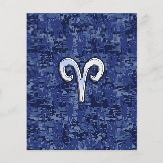 Aries Zodiac Sign auf Navy Blue Digital Camouflage Flyer (Vorne)