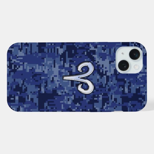 Aries Zodiac Sign auf Navy Blue Digital Camouflage iPhone Hülle (Rückseite (Horizontal))