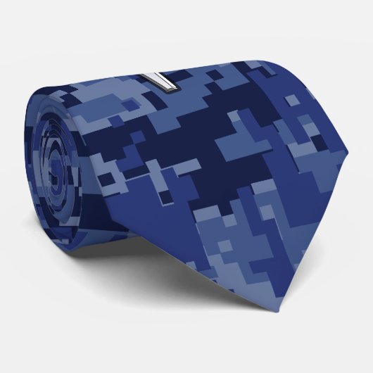 Aries Zodiac Sign auf Navy Blue Digital Camouflage Krawatte (Gerollt)