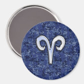 Aries Zodiac Sign auf Navy Blue Digital Camouflage Magnet (Vorderseite/Rückseite)