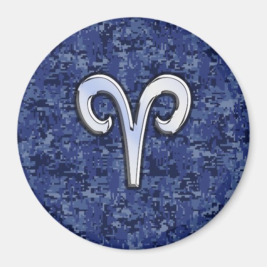 Aries Zodiac Sign auf Navy Blue Digital Camouflage Magnet (Vorne)