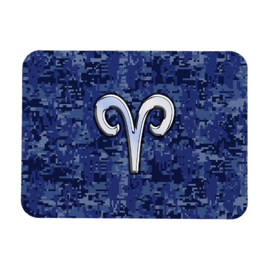 Aries Zodiac Sign auf Navy Blue Digital Camouflage Magnet (Horizontal)
