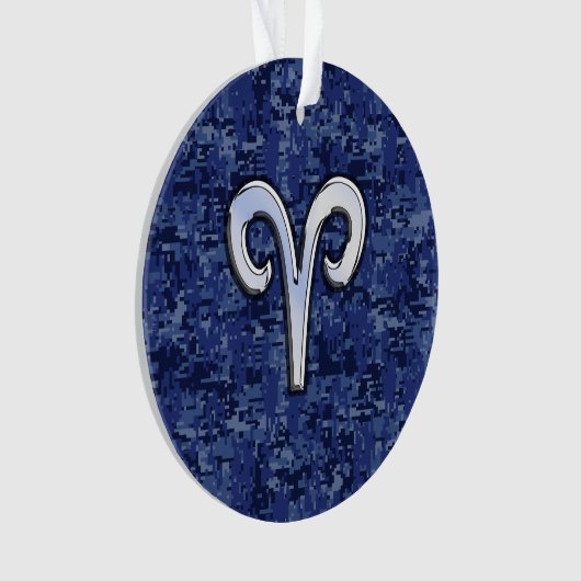 Aries Zodiac Sign auf Navy Blue Digital Camouflage Ornament (Vorderseite)