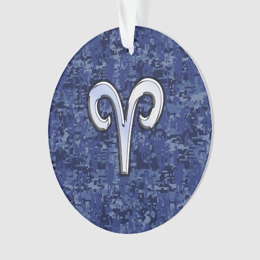 Aries Zodiac Sign auf Navy Blue Digital Camouflage Ornament (Vorderseite)