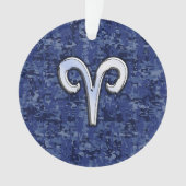 Aries Zodiac Sign auf Navy Blue Digital Camouflage Ornament (Vorderseite)