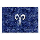 Aries Zodiac Sign auf Navy Blue Digital Camouflage Tischnummer (Vorderseite)