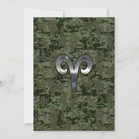 Aries Zodiac Sign auf Woodland Green Digital Camou (Vorderseite)