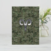 Aries Zodiac Sign auf Woodland Green Digital Camou (Stehend Vorderseite)