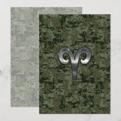 Aries Zodiac Sign auf Woodland Green Digital Camou (Vorne/Hinten)