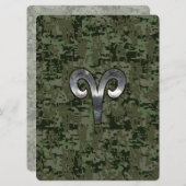 Aries Zodiac Sign auf Woodland Green Digital Camou (Vorne/Hinten)