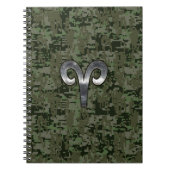 Aries Zodiac Sign auf Woodland Green Digital Camou Notizblock (Vorderseite)