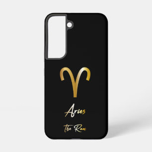 Aries Zodiac Sign, Black & Gold Samsung Galaxy Hülle