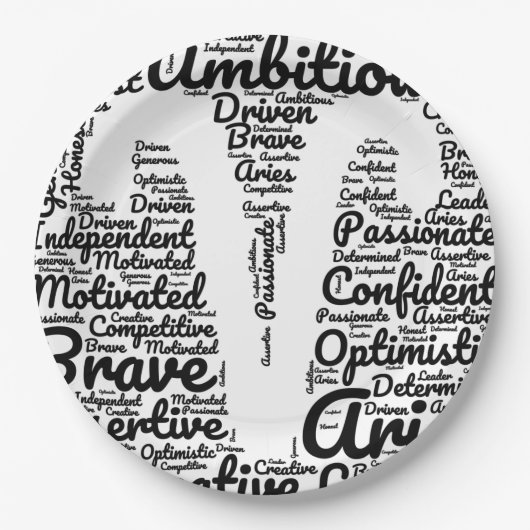 Aries Zodiac Sign Black Pappteller (Vorderseite)