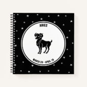 Aries Zodiac Sign, Black & White Notebook Notizblock (Vorderseite)