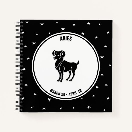 Aries Zodiac Sign, Black & White Notebook Notizblock (Vorderseite)