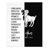 Aries Zodiac Sign, Black & White Poster (Vorne)