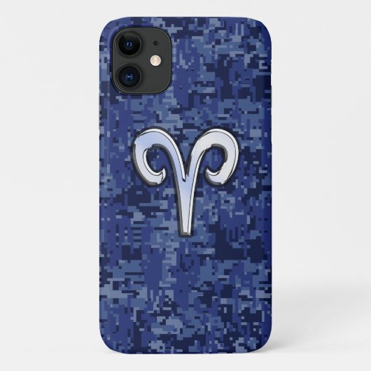 Aries Zodiac Sign Blue Digital Camouflage Case-Mate iPhone Hülle (Rückseite)