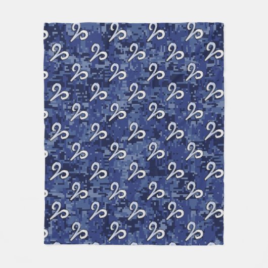 Aries Zodiac Sign Blue Digital Camouflage Fleecedecke (Vorderseite)