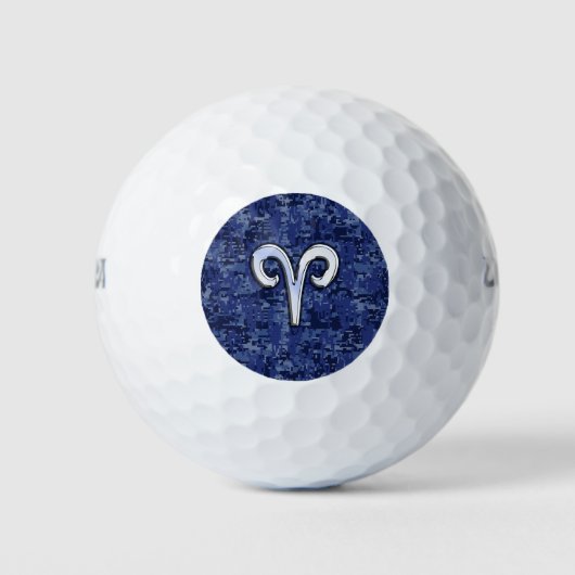 Aries Zodiac Sign Blue Digital Camouflage Golfball (Vorderseite)