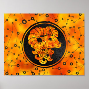 Aries Zodiac Sign Fire Element Poster