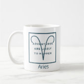 Aries Zodiac Sign Fusion Zitat in Blau und Weiß Kaffeetasse (Links)