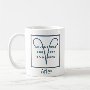 Aries Zodiac Sign Fusion Zitat in Blau und Weiß Kaffeetasse