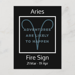 Aries Zodiac Sign Fusion Zitat in Blue and White P Postkarte