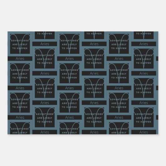 Aries Zodiac Sign Fusion Zitat in Blue Text Geburt Geschenkpapier Set (Vorderseite 3)