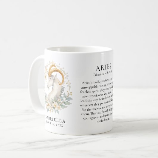 Aries Zodiac Sign Horoscope Personalized Gift Kaffeetasse (Vorderseite Links)