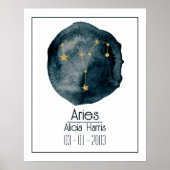 Aries Zodiac Sign: Individuelle Name & Geburtstag Poster (Vorne)