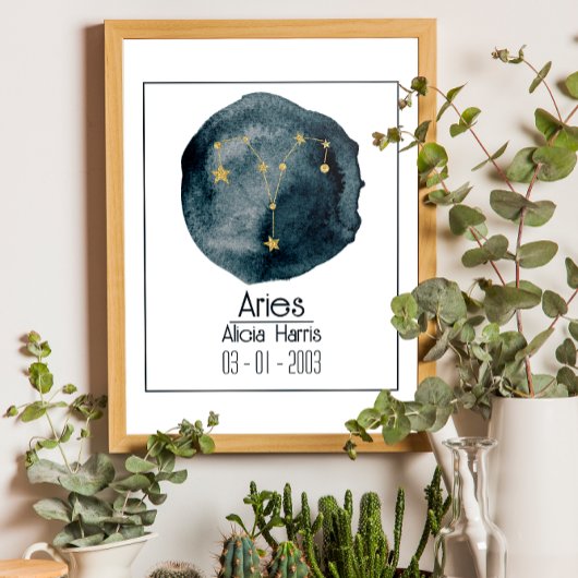 Aries Zodiac Sign: Individuelle Name & Geburtstag Poster