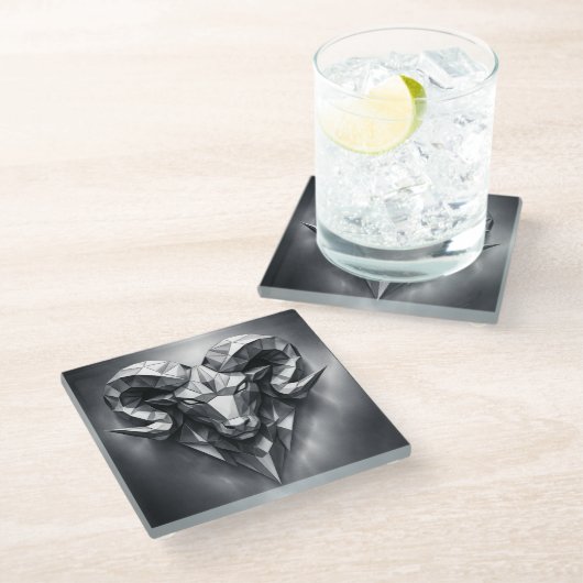 Aries zodiac sign masculine style glasuntersetzer (Schrägansicht)