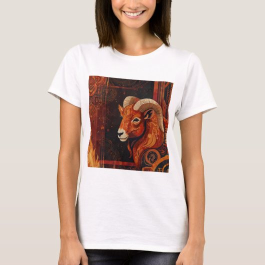 Aries Zodiac Sign mit dynamischem Design T-Shirt (Vorderseite)